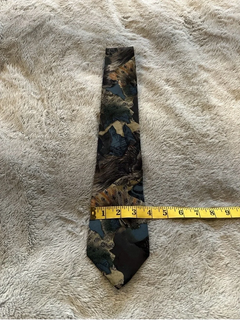 Men's Enrico Guccini 100% Silk Peacock Patterned Tie Made In Italy Unique Formal
